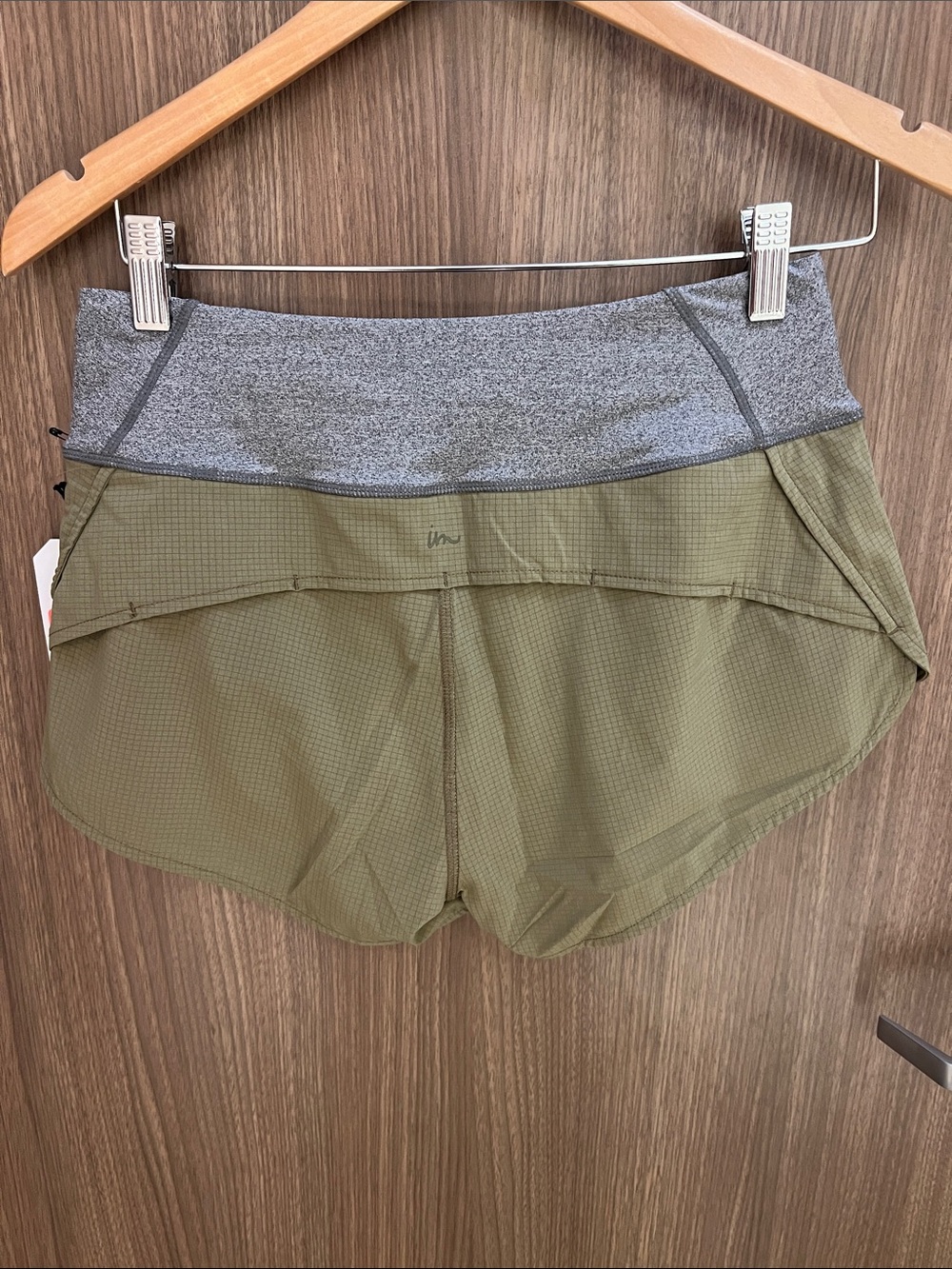 Imperial Motion Olive Green Athletic Shorts with Heather Gray Waistband